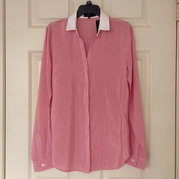 NWT. The Limited Cotton/Rayon Button-down shirt with white collar and stripes. - Picture 4 of 5